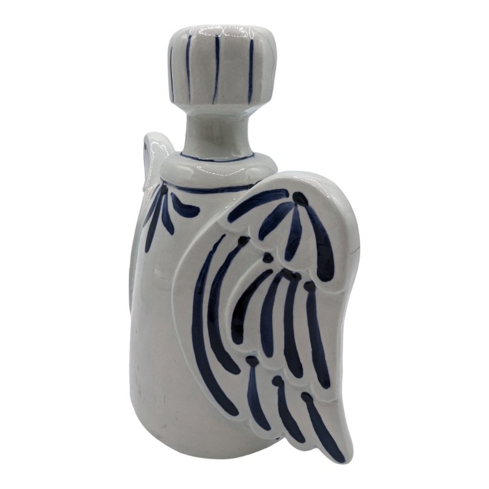 Vintage Blue & White Art Pottery Angel Taper Candle Holder Signed - Picture 6 of 9